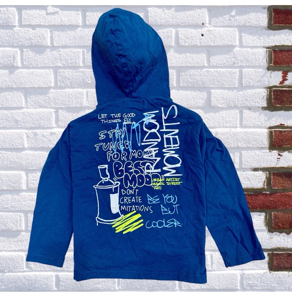 NWT Zara Hoodie Tshirt Graphic Hooded Long Shirt boys girls Toddlers Tee gift